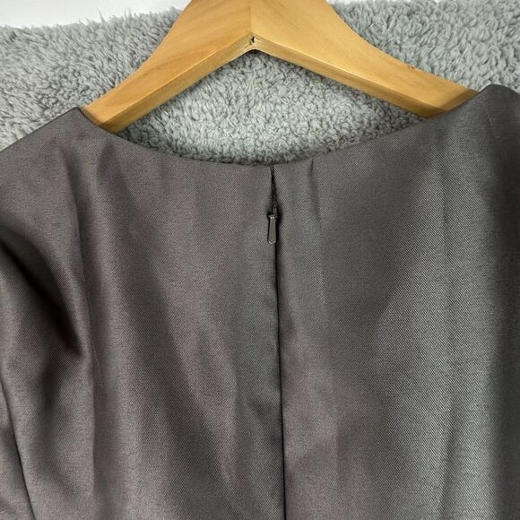 Alfred Sung Satin Twill Maxi Dress Gray 12R NWT Cap Sleeve Wedding Formal Gown - Picture 10 of 11